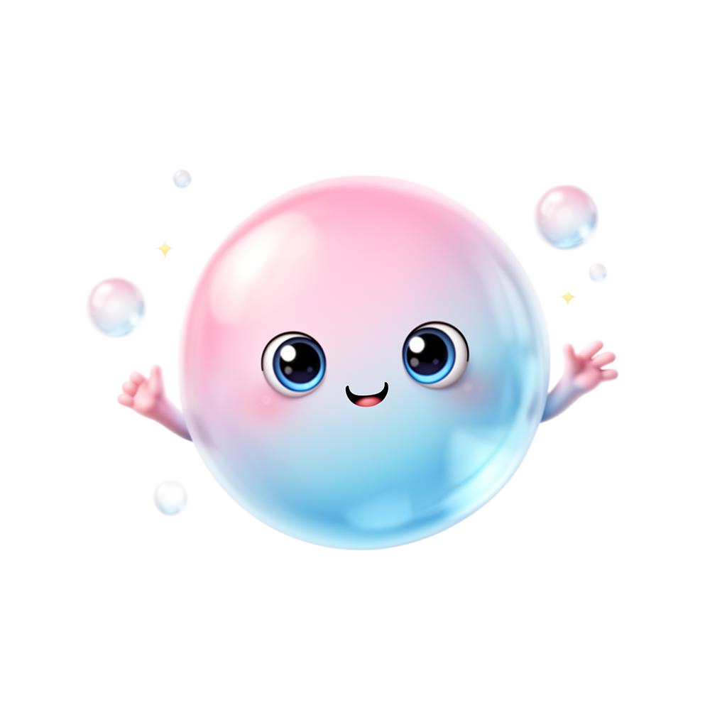 Poppy, the friendly Popkins bubble mascot, waving hello